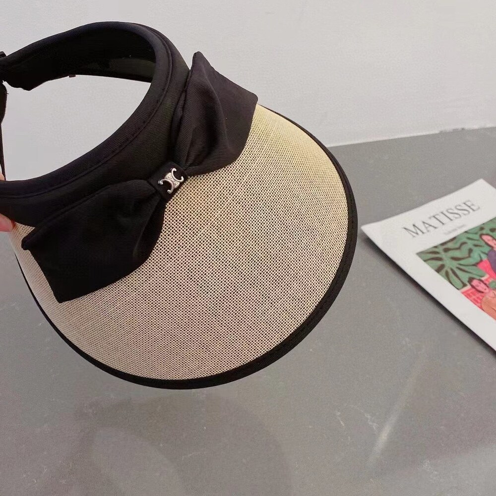 Celine Triomphe Bow Beige Sun Visor - Picture 3 of 8